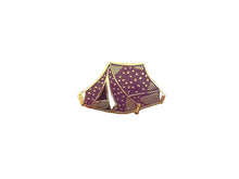 Load image into Gallery viewer, Purple and gold pin of a tent
