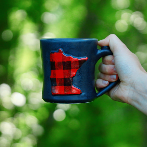 Plaid Hand Thrown Mug