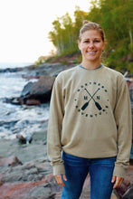 Load image into Gallery viewer, Model by the lake in Northern Adventure crewneck