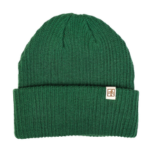Load image into Gallery viewer, Green beanie hat with tree logo