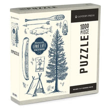 Load image into Gallery viewer, 1,000 piece puzzle that says Minnesota Lake Life and has lake icons