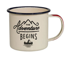 Load image into Gallery viewer, Enamel Mug-The Adventure Begins with canoer