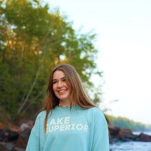 Load image into Gallery viewer, Light Blue Lake Superior crewneck sweatshirt
