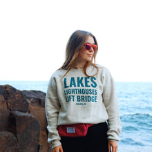 Load image into Gallery viewer, Lakes Lighthouses Lift Bridge Duluth, MN crewneck sweatshirt
