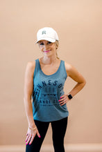 Load image into Gallery viewer, woman wearing blue Minnesota canoe club tank top