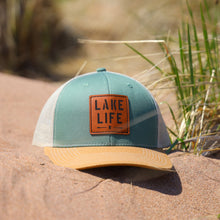 Load image into Gallery viewer, green and white lake life hat