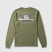 Load image into Gallery viewer, Green long sleeve that says Escape to the Lake with a canoe