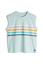 Load image into Gallery viewer, aqua tank with pink, white, gold, teal, and blue stripes