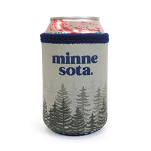 Load image into Gallery viewer, Can cooler that says Minne sota. with trees on bottom