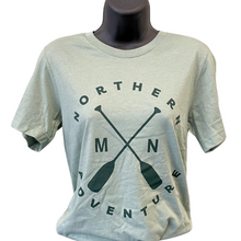 Load image into Gallery viewer, Northern Adventure cross-paddle t-shirt on mannequin