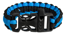 Load image into Gallery viewer, blue and black survival bracelet
