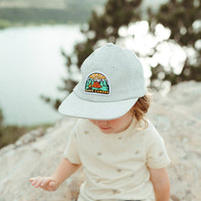 Load image into Gallery viewer, Young child wearing white corduroy hat with camping patch on front