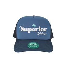 Load image into Gallery viewer, navy hat that says lake superior vibes