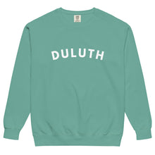 Load image into Gallery viewer, aqua crewneck sweatshirt that says Duluth