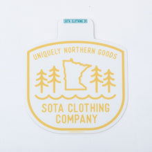 Load image into Gallery viewer, Yellow and white Sota clothing company sticker