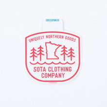 Load image into Gallery viewer, Red and whtie Sota clothing company sticker