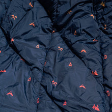 Load image into Gallery viewer, blue outdoor blanket with outdoor icons on it