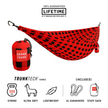 Load image into Gallery viewer, Red and black buffalo plaid Grand Trunk hammock