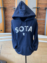 Load image into Gallery viewer, Navy Sota sweatshirt with Minnesota outline
