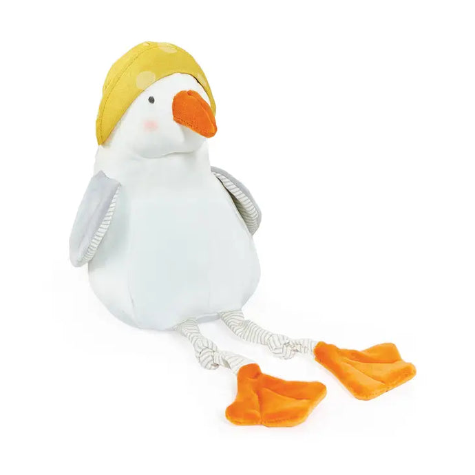 Seagull stuffed animal with yellow hat