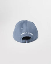 Load image into Gallery viewer, Back view of blue hat that says Great Lake embroidered on back
