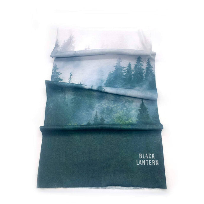 Gaiter for hiking and outdoor adventures with green gradient tree design