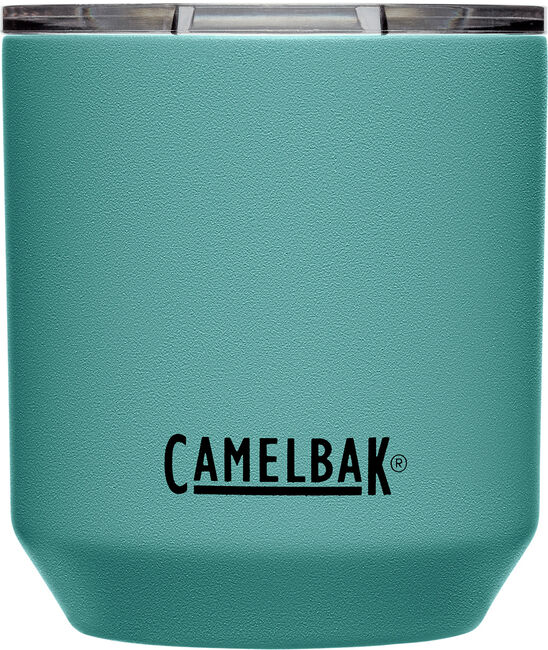 Teal camping tumbler with lid