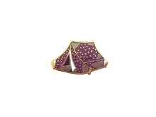 Load image into Gallery viewer, Purple and gold pin of a tent
