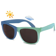 Load image into Gallery viewer, Youth sunglasses that are blue to green fade
