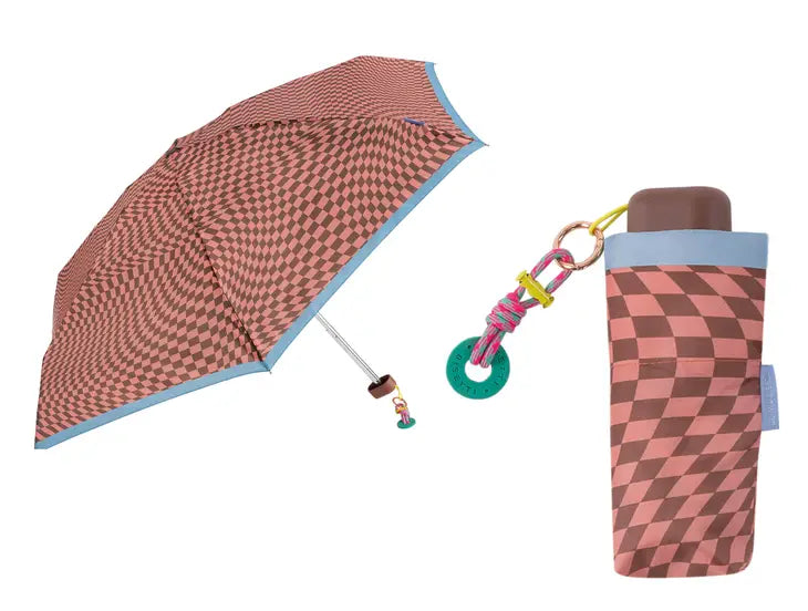 Rose and brown checkered umbrella