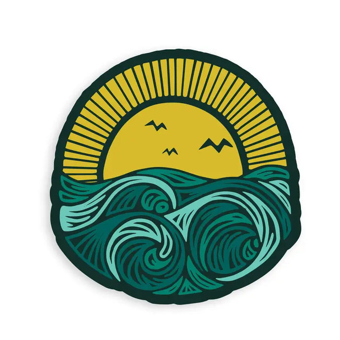 Great Lakes waves and sunrise sticker
