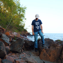 Load image into Gallery viewer, Hiking trails &amp; tasting ales navy Duluth t-shirt
