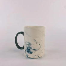 Load image into Gallery viewer, Marble swirl mug with green handle
