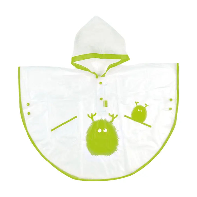 Clear kids poncho featuring a green monster