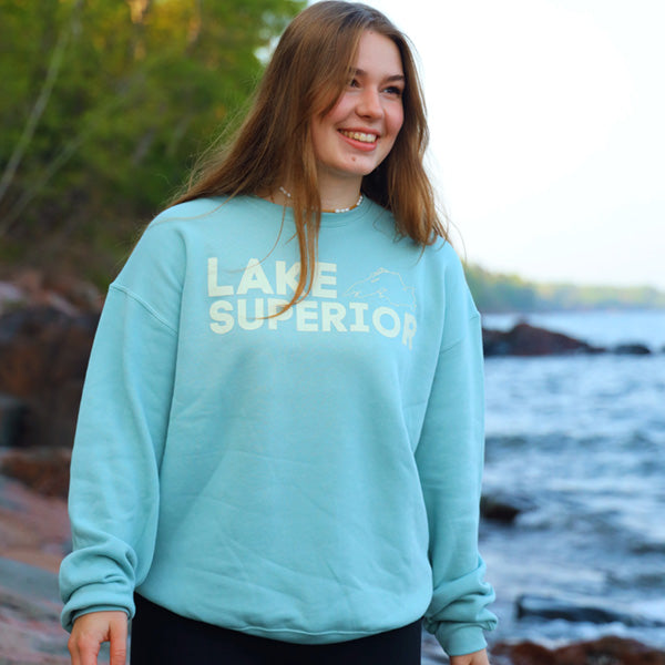 Lake Superior light blue crewneck