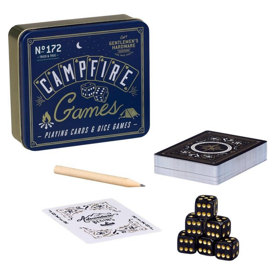 Campfire games playing cards and dice game