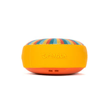 Load image into Gallery viewer, side view of yellow and orange sun waterproof speaker
