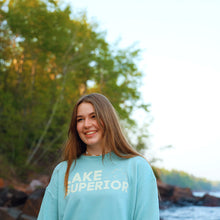 Load image into Gallery viewer, Light Blue Lake Superior crewneck sweatshirt
