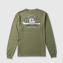Load image into Gallery viewer, Green long sleeve that says Escape to the Lake with a canoe
