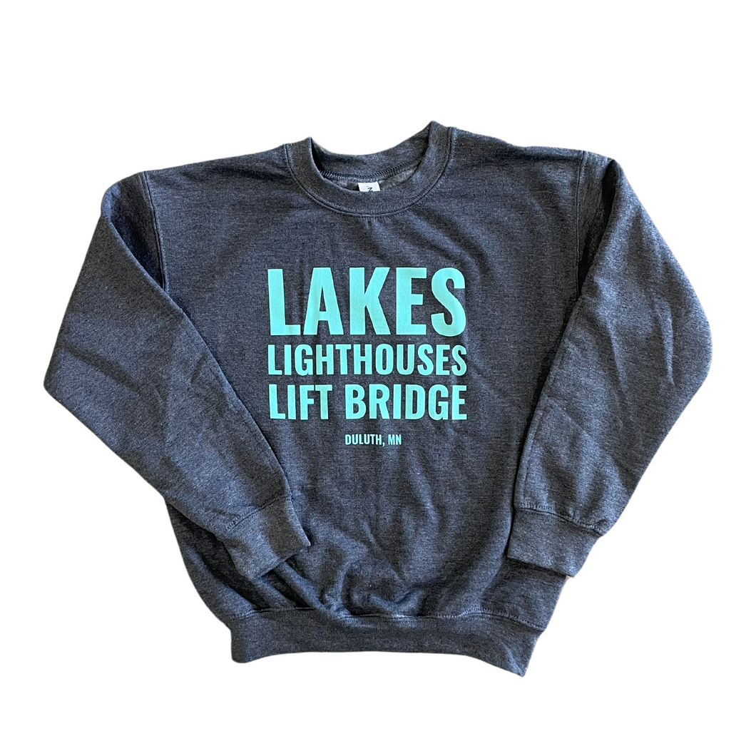 Lakes, Lighthouses, Lift Bridge Youth Sweatshirt