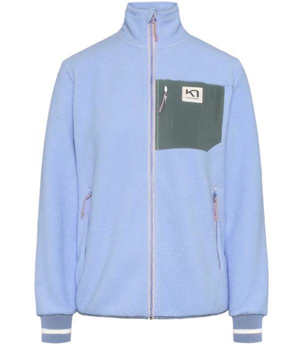 Light blue full zip up fleece by Kari Traa with sage accent