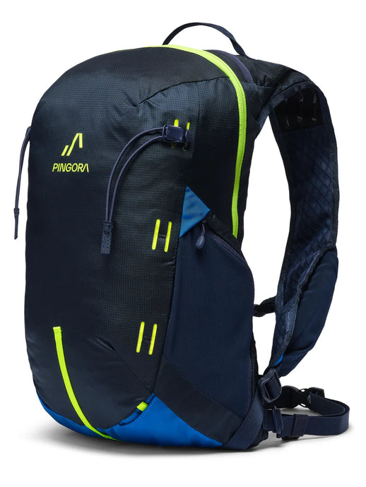 Dark navy backpack with lime green accents