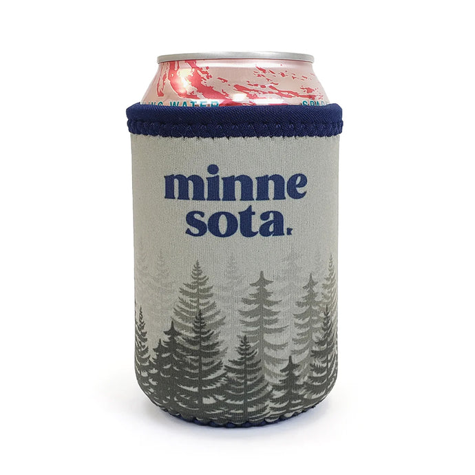 Can cooler that says Minne sota. with trees on bottom