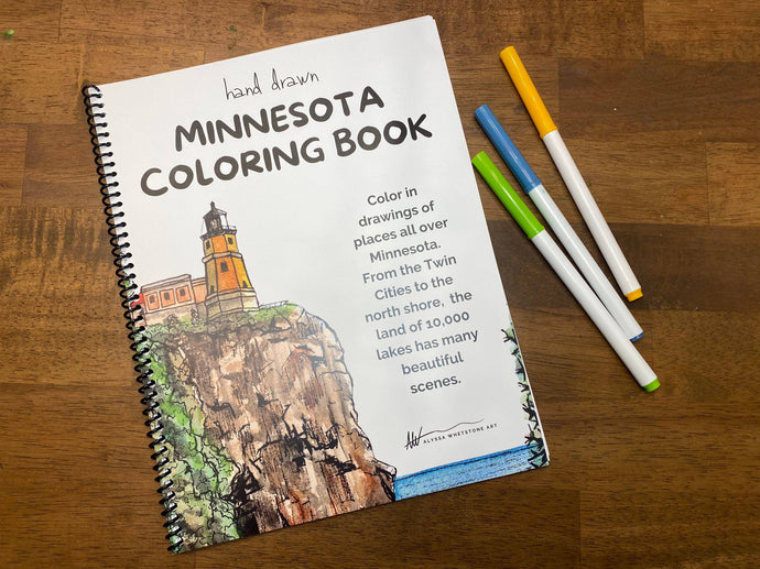 Hand drawn Minnesota coloring book