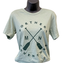 Load image into Gallery viewer, Northern Adventure cross-paddle t-shirt on mannequin 
