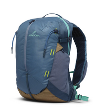 Load image into Gallery viewer, 20L backpack for hiking that is ocean blue with light blue zipper accents
