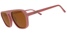 Load image into Gallery viewer, Retro vintage sunglasses that say goodr on the side and are a dusty pink
