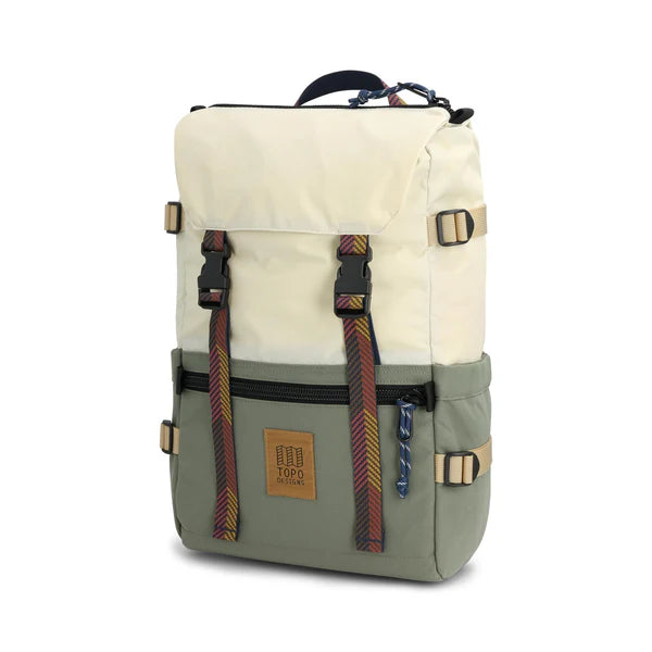 Rover pack classic bone white and sage with aztec buckled straps