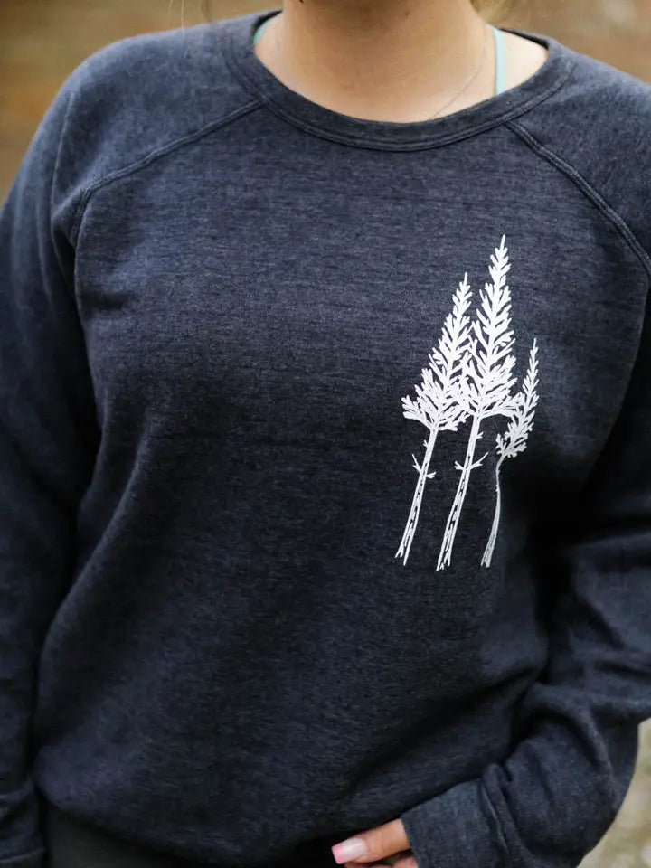 Rustic Three Tree Ladies Pullover- Navy