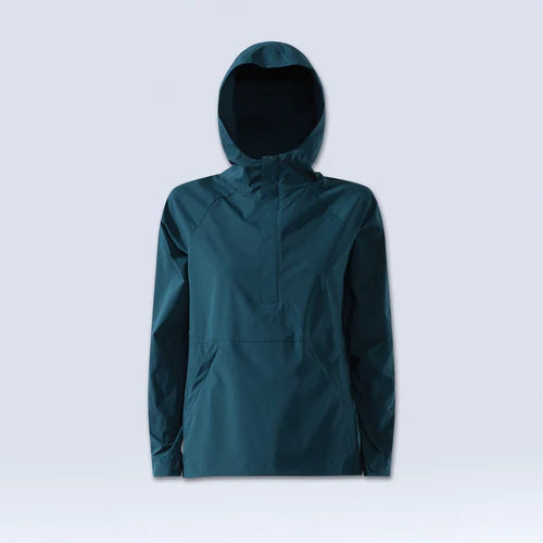 Teal hooded women's windbreaker